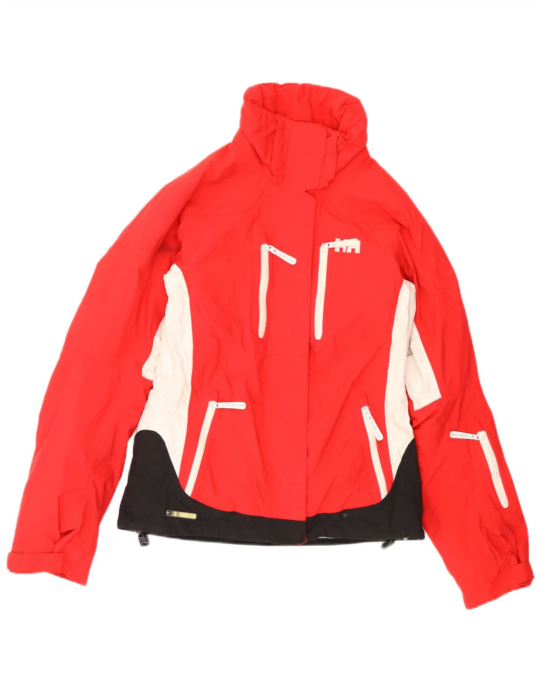 Jaqueta de esqui feminina Helly Hansen UK 6 XS poliéster colorblock vermelho