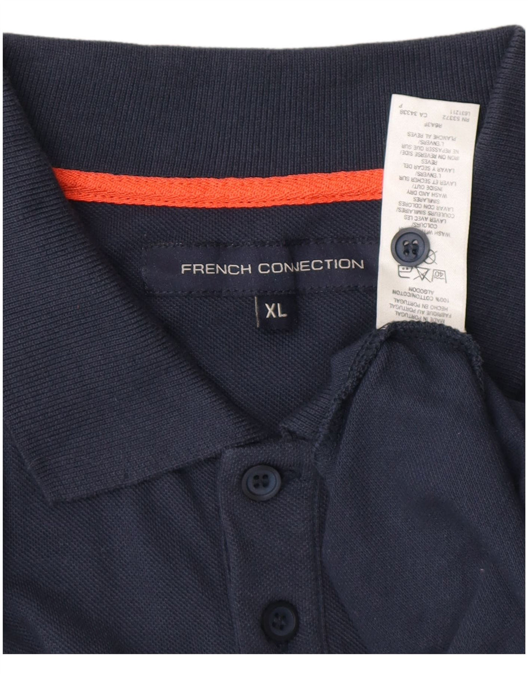 Camisa polo masculina FRENCH CONNECTION XL azul marinho algodão