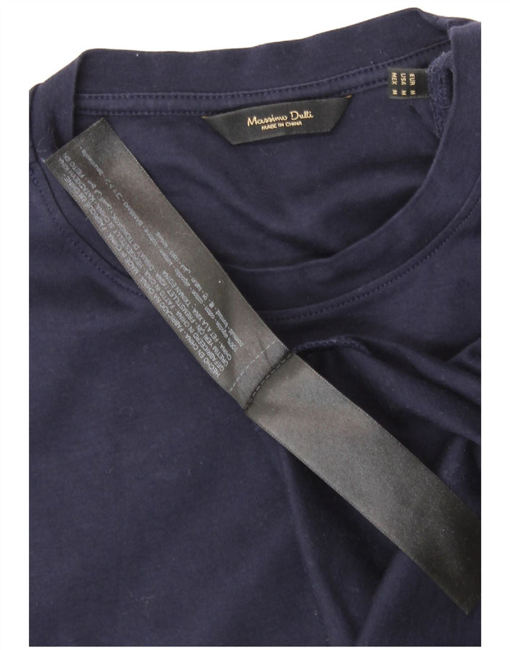 Camiseta masculina Massimo Dutti Top médio algodão azul marinho