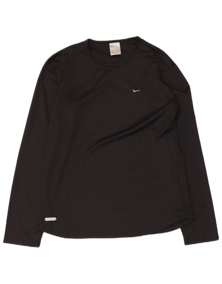 Nike Womens Dri Fit Top Manga Longa Reino Unido 14/16 Grande Poliéster Preto