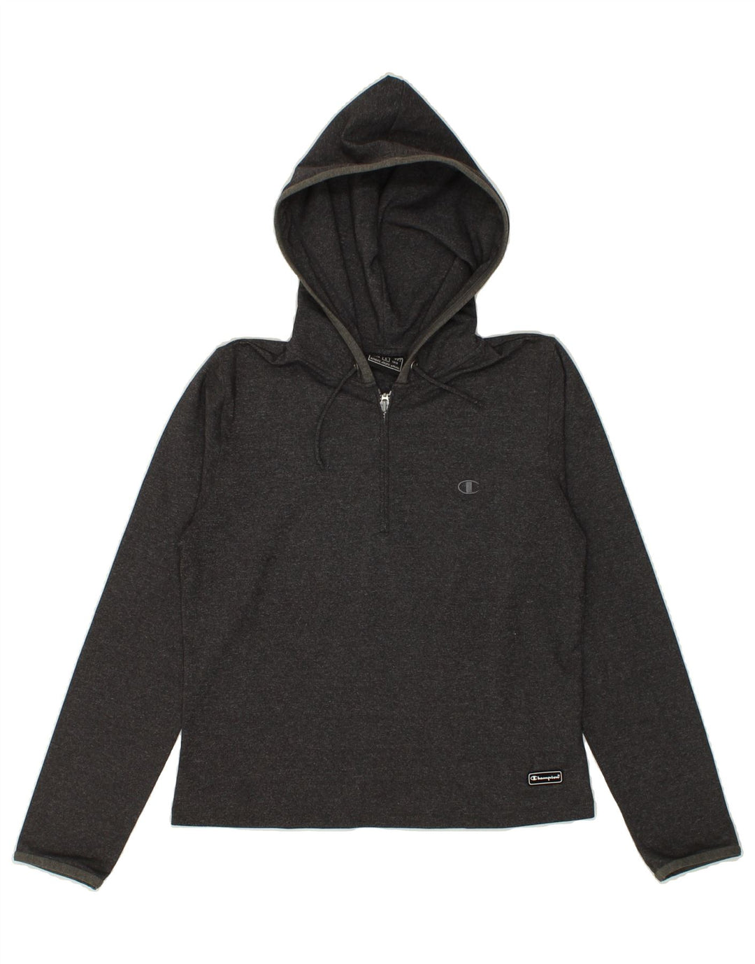 CHAMPION Womens Hoodie Jumper UK 16 Large Grey Nylon Vintage Champion and Second-Hand Champion from Messina Hembry 