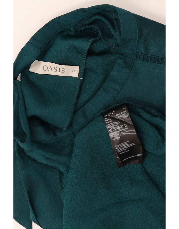 Vestido feminino Oasis A-Line UK 12 poliéster verde médio