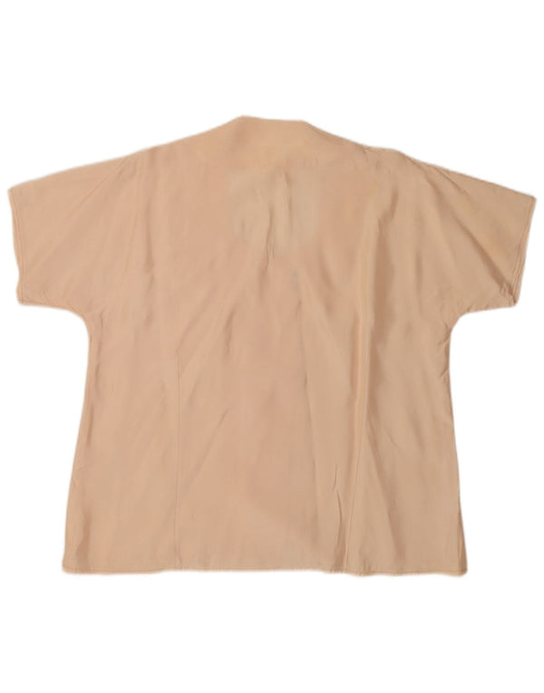 Blusa feminina vintage de manga curta UK 18 XL Bege
