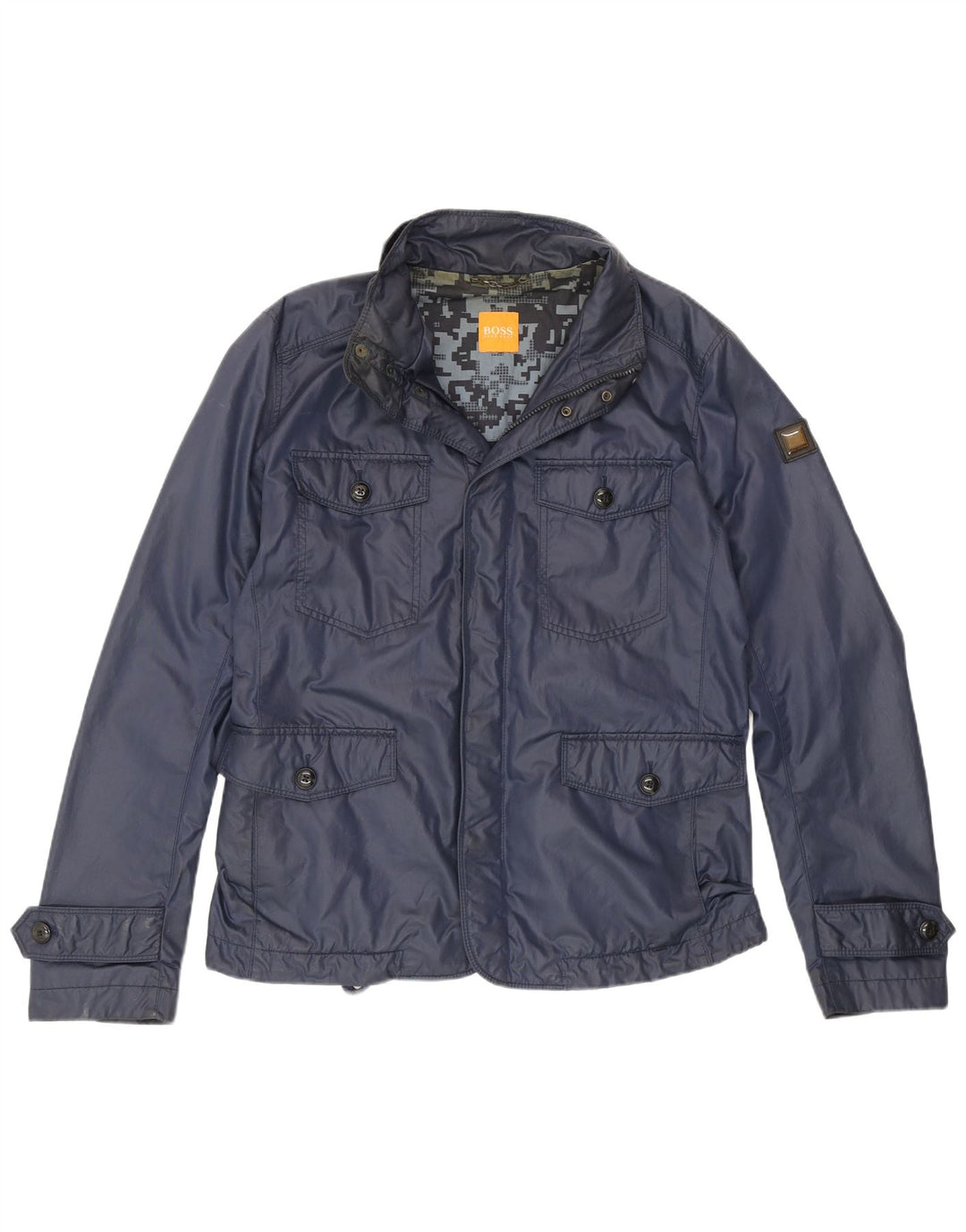 Jaqueta utilitária masculina Hugo Boss EU 50 grande algodão azul marinho