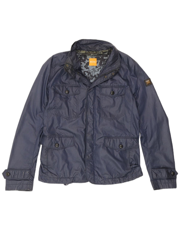 Jaqueta utilitária masculina Hugo Boss EU 50 grande algodão azul marinho