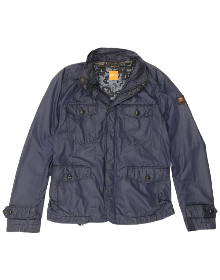 Jaqueta utilitária masculina Hugo Boss EU 50 grande algodão azul marinho