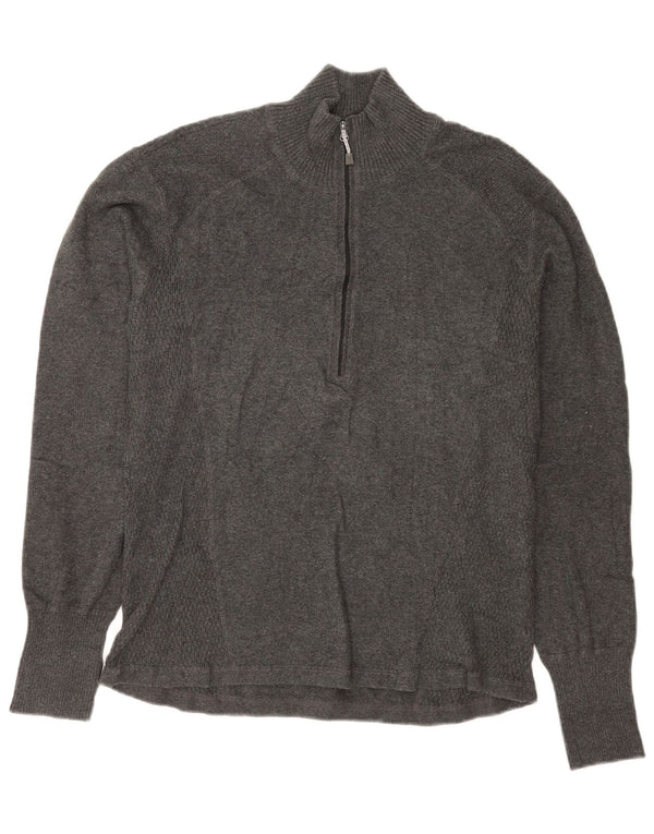 Suéter feminino Eddie Bauer com gola e zíper Reino Unido 18 XL algodão cinza