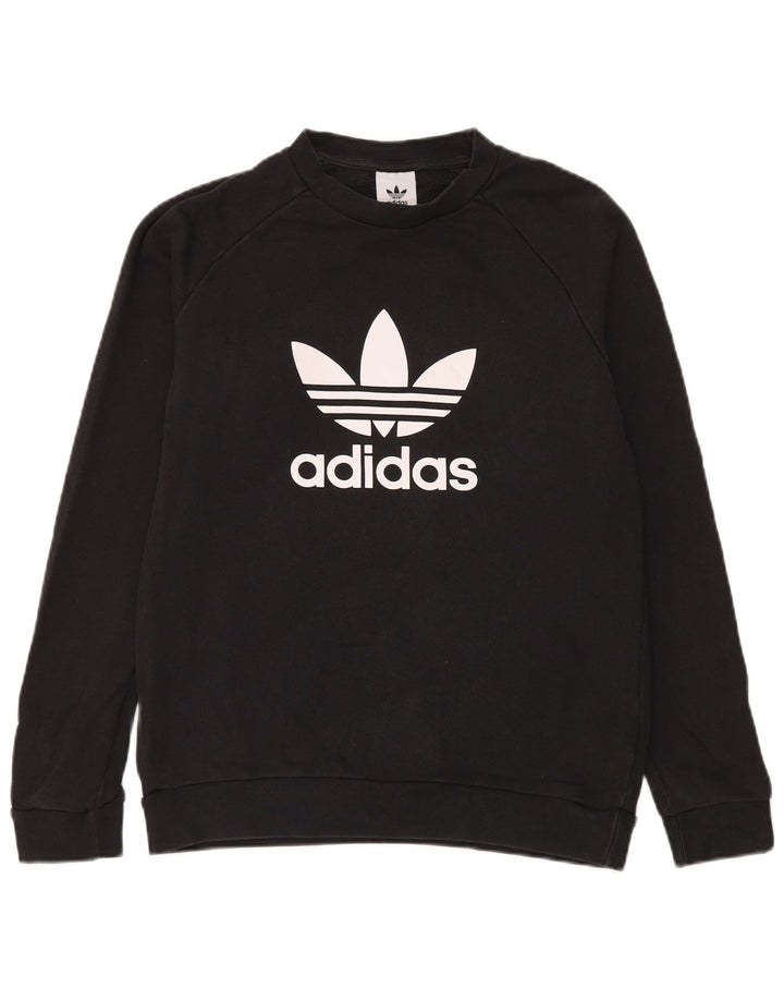 Adidas Mens Graphic Moletom Jumper Médio Algodão Preto