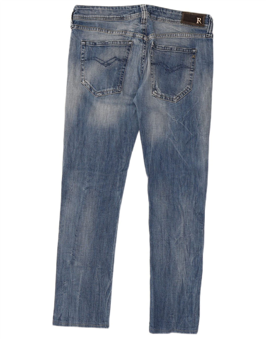 Jeans slim femininos desgastados REPLAY W32 L29 azul