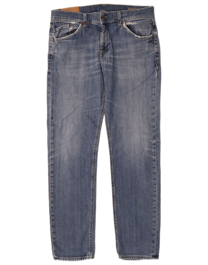 Dondup Mens Straight Jeans W34 L31 Azul Algodão