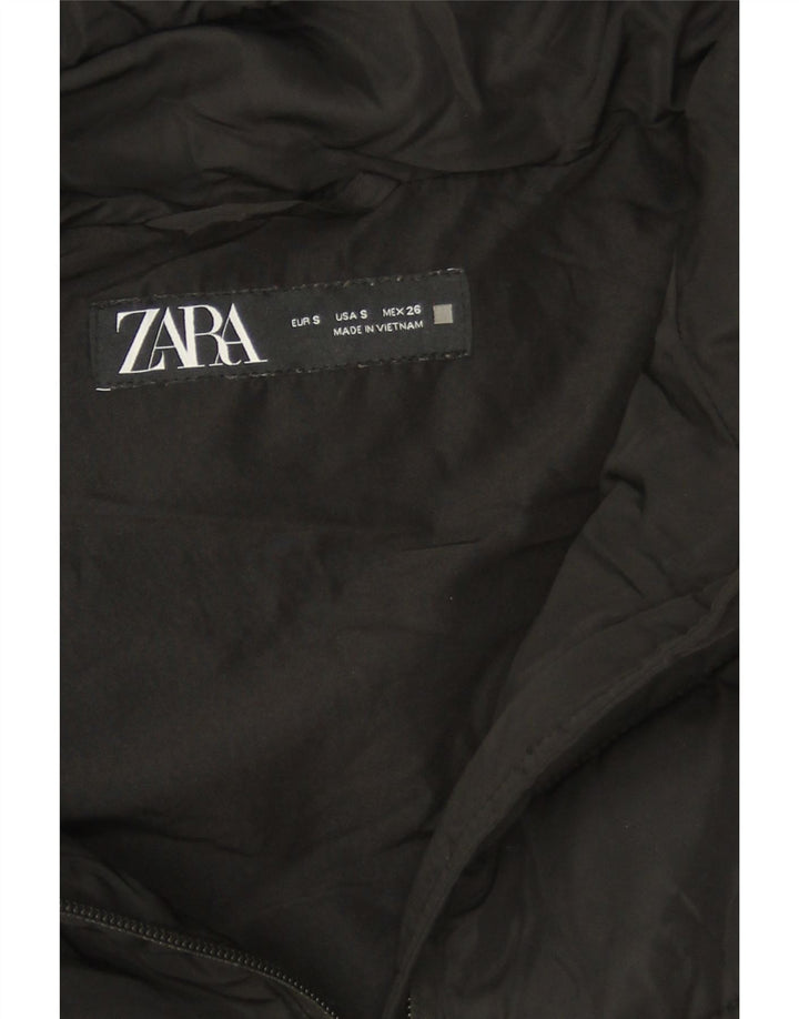 Jaqueta acolchoada com capuz feminina Zara UK 10 poliéster preto pequeno
