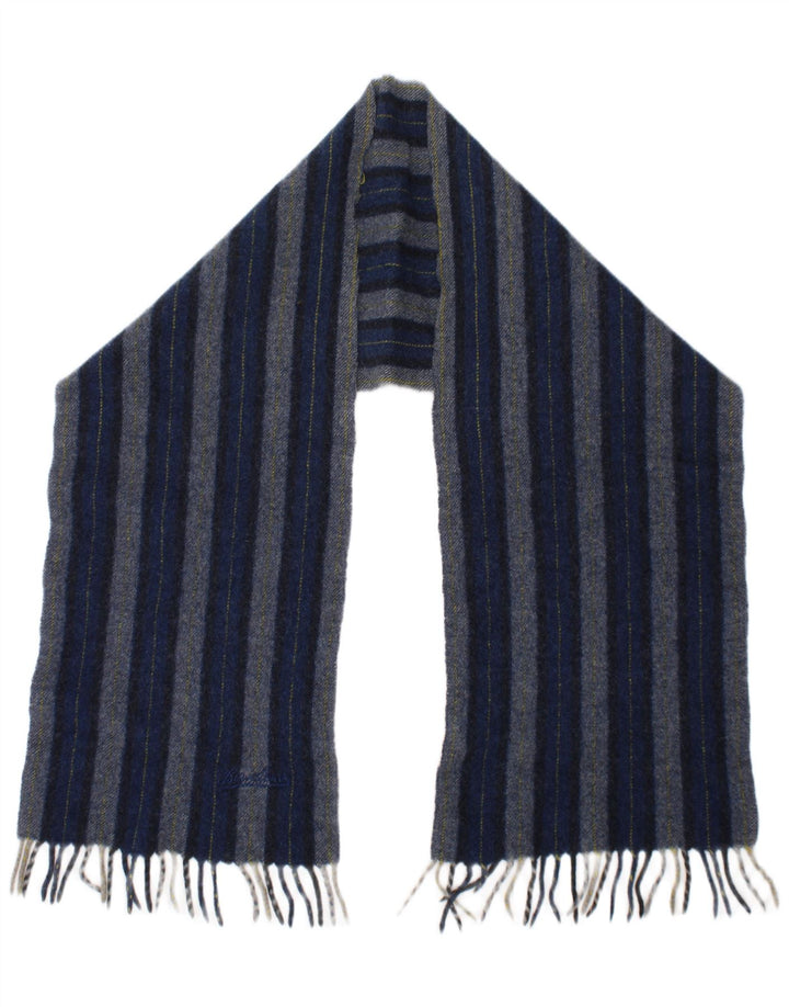 Lenço retangular masculino Borsalino tamanho único listrado azul novo clássico de lã