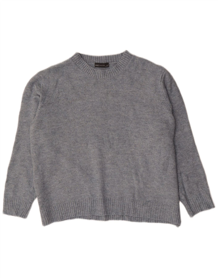 Suéter feminino Marks & Spencer com gola redonda grande, Reino Unido 14, azul médio