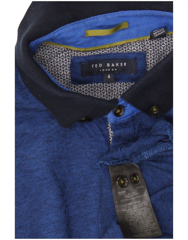 Camisa polo masculina Ted Baker tamanho 4 grande algodão azul