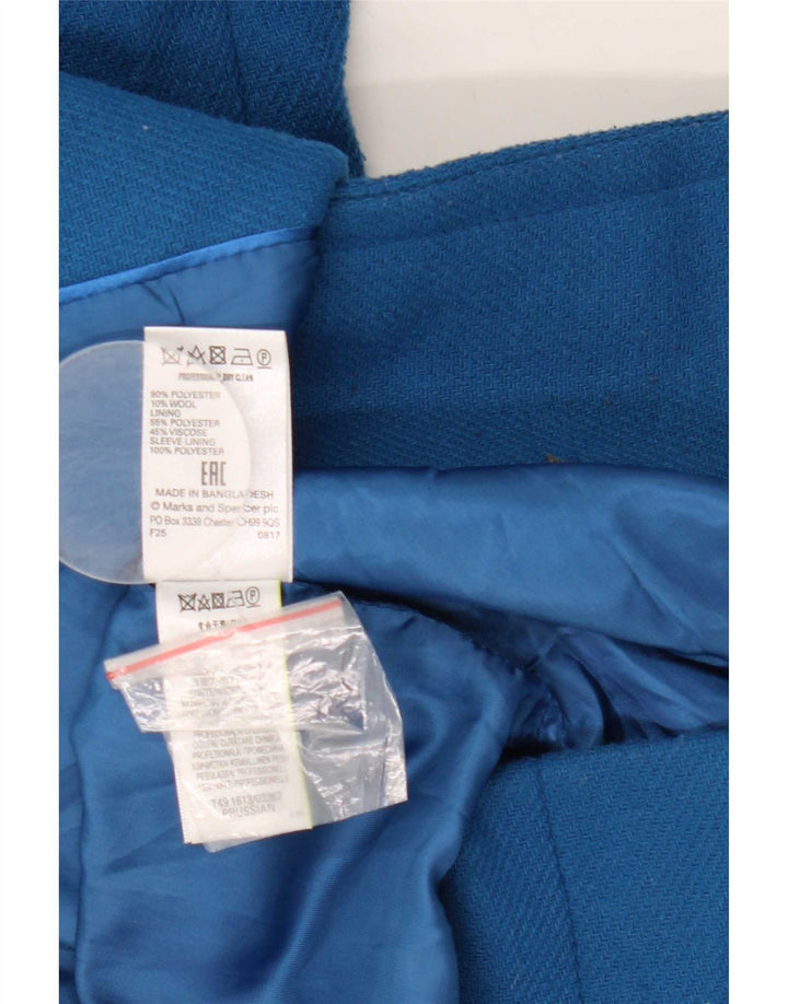 Casaco feminino Marks & Spencer com peito duplo UK 6 XS azul poliéster