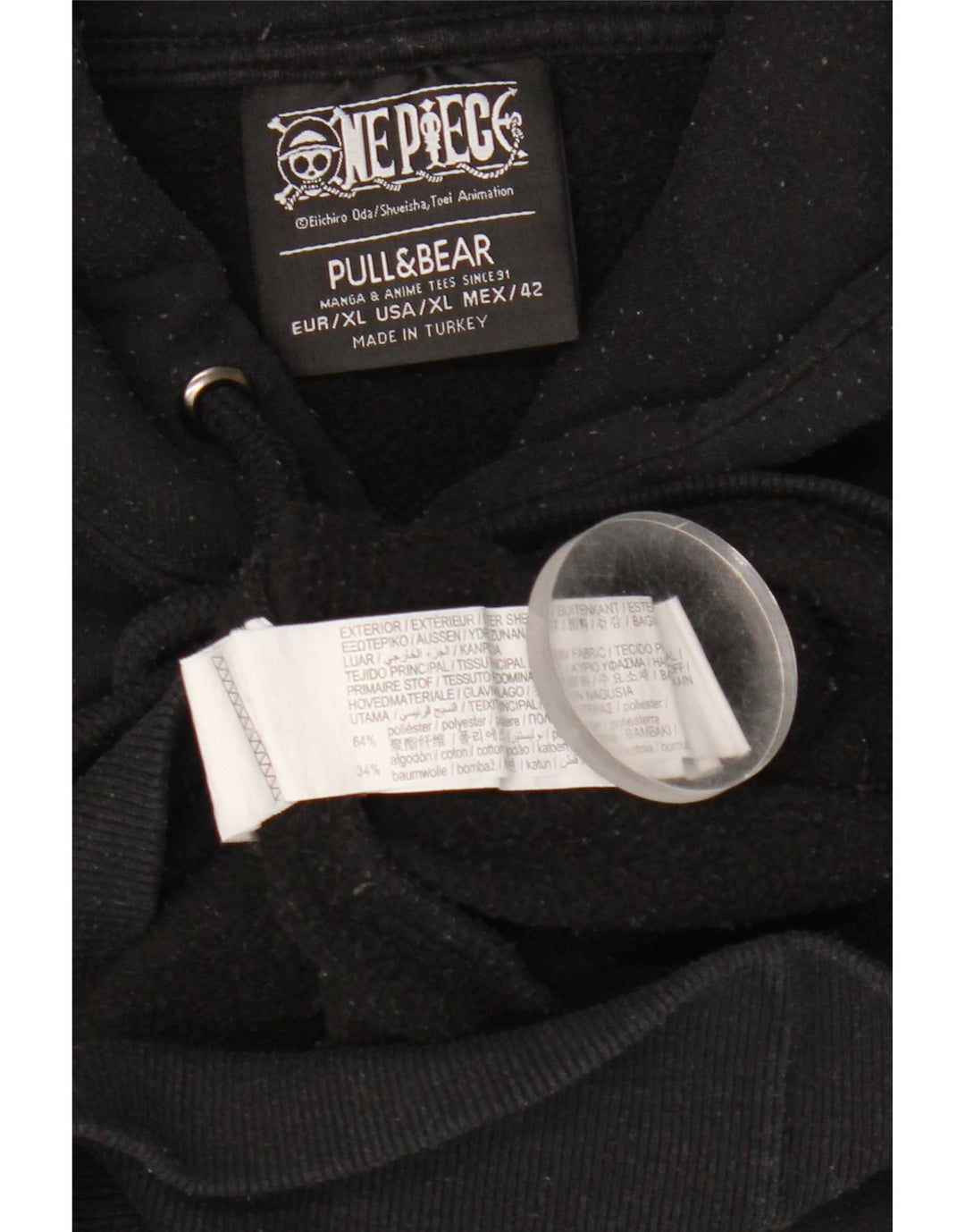 Jumper com capuz gráfico masculino Pull & Bear XL poliéster preto