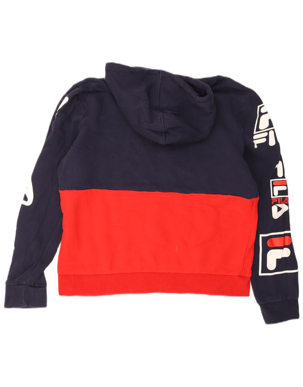 Fila Mens Graphic Hoodie Jumper Médio Azul Marinho Colourblock Algodão