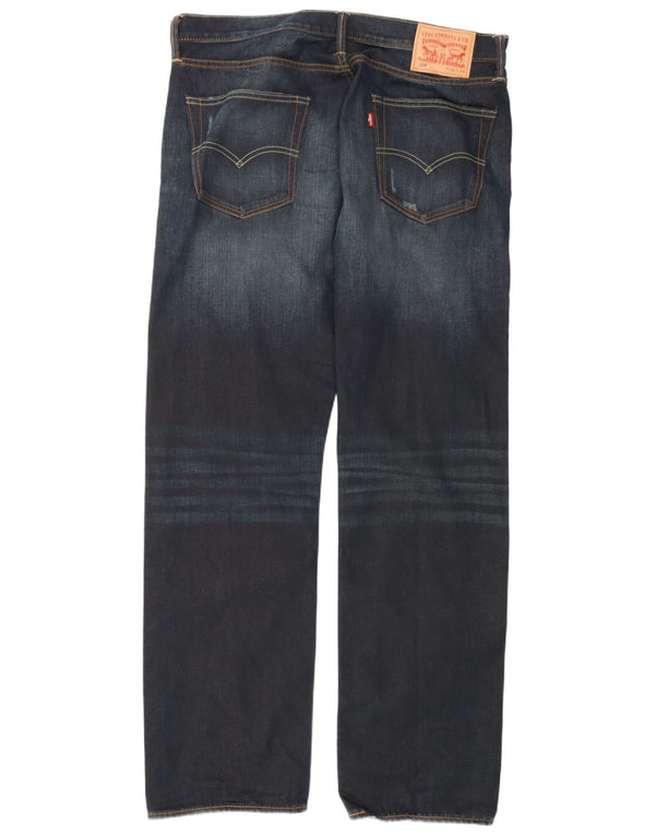 Levi's Masculino 504 Distressed Straight Jeans W36 L34 Azul Marinho Algodão