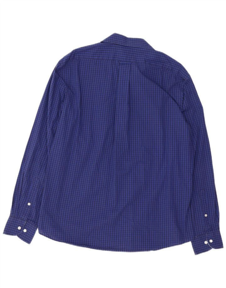 Camisa masculina IZOD Slim Fit tamanho 16 1/2 grande algodão xadrez azul