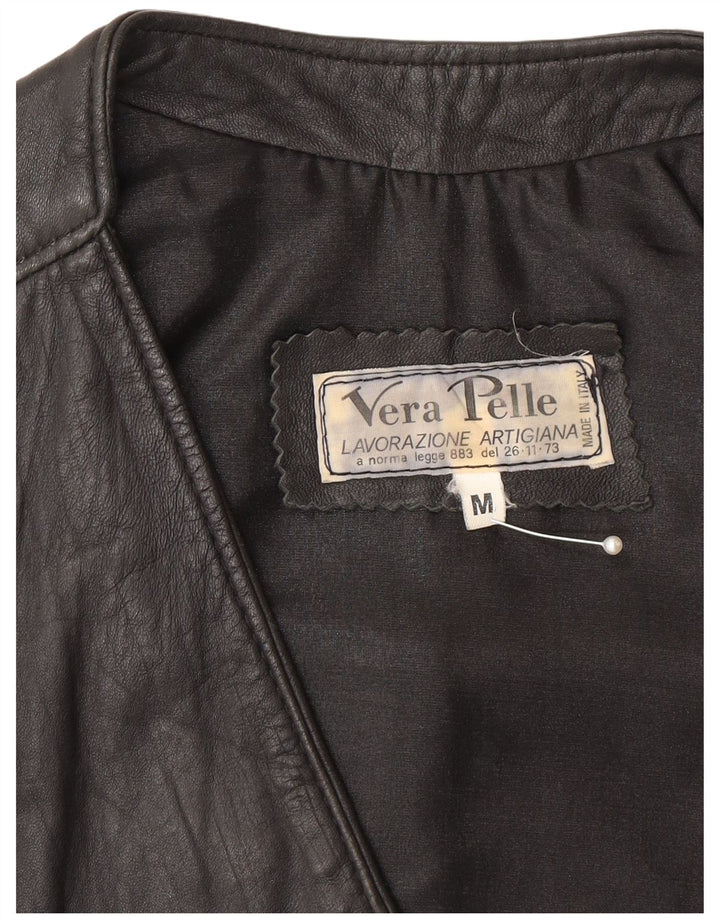 Colete masculino vintage médio couro preto
