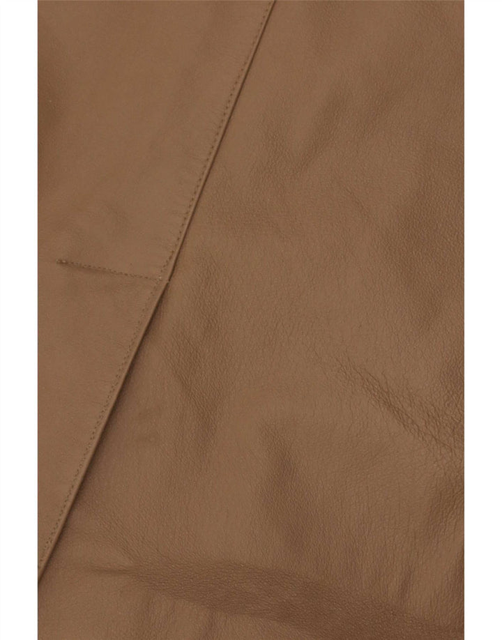 Jaqueta blazer feminina vintage de couro com 3 botões EU 46 XL bege