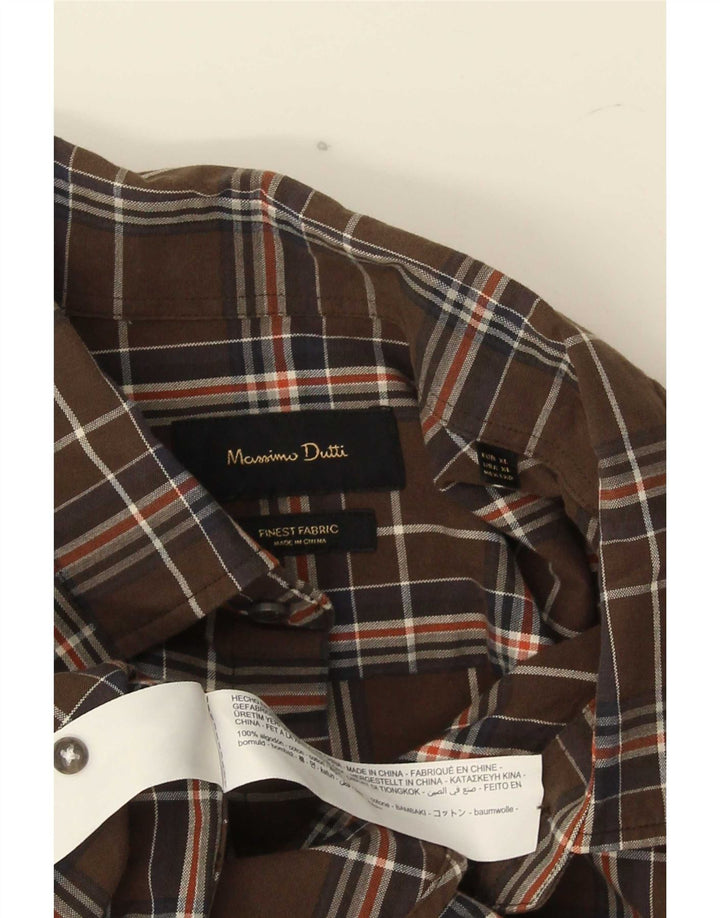 Camisa masculina Massimo Dutti XL marrom xadrez algodão