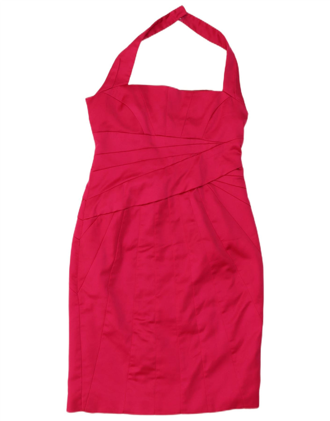 Vestido feminino KAREN MILLEN halter bodycon Reino Unido 14 grande acetato rosa
