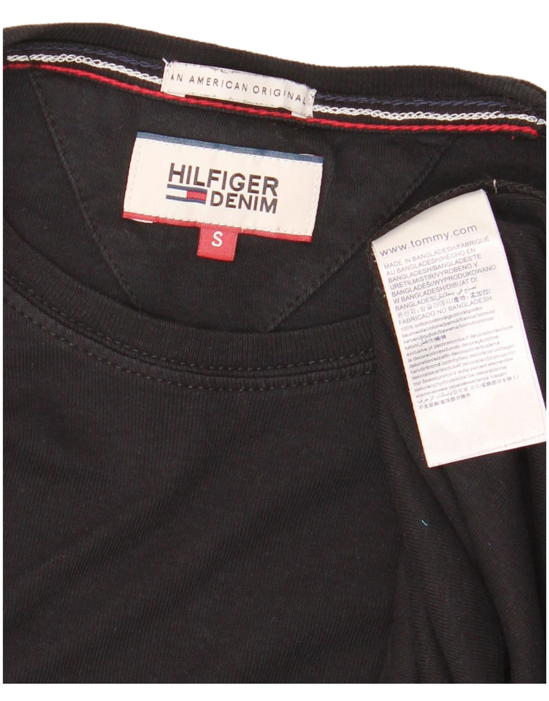 Top masculino TOMMY HILFIGER manga comprida pequeno algodão preto