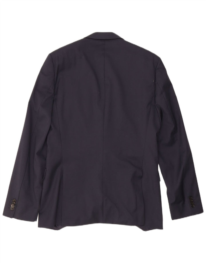 Jaqueta blazer masculina de 2 botões Hugo Boss US 40 grande lã virgem azul marinho