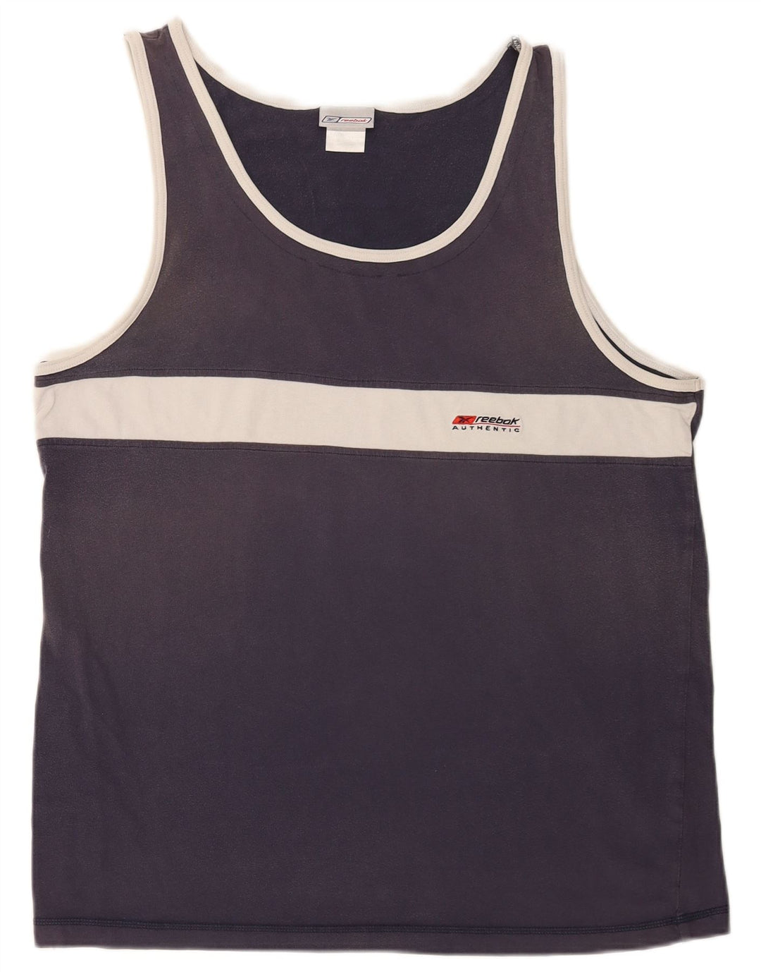 Reebok masculino colete top XL azul marinho algodão colorblock