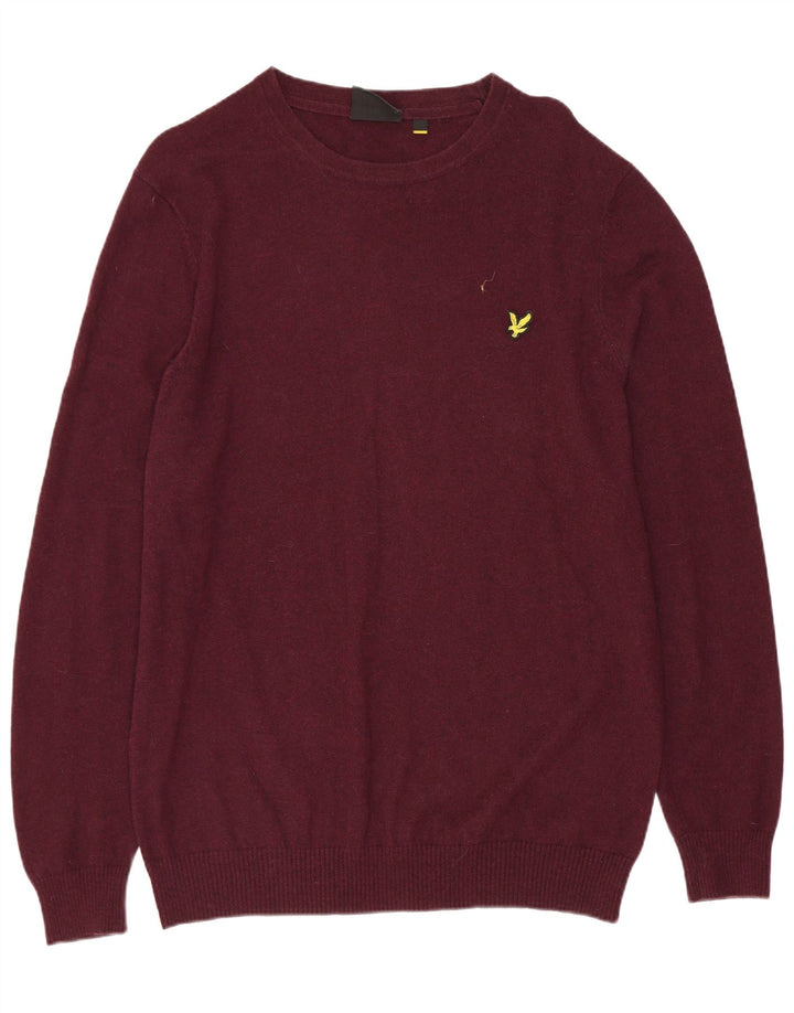 Suéter masculino LYLE & SCOTT com gola redonda, grande algodão marrom