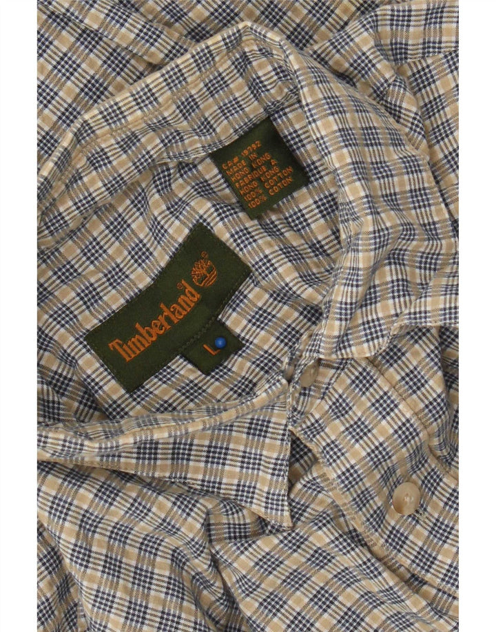 Camisa masculina Timberland grande algodão xadrez bege