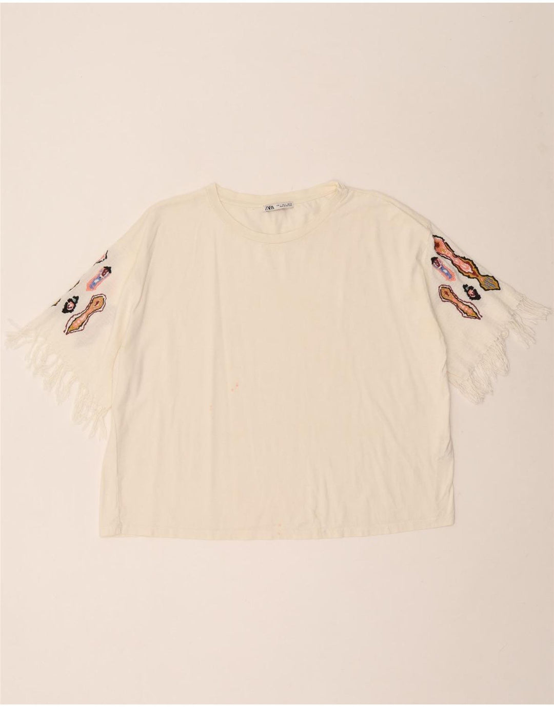 Camiseta feminina Zara UK 16 grande algodão branco