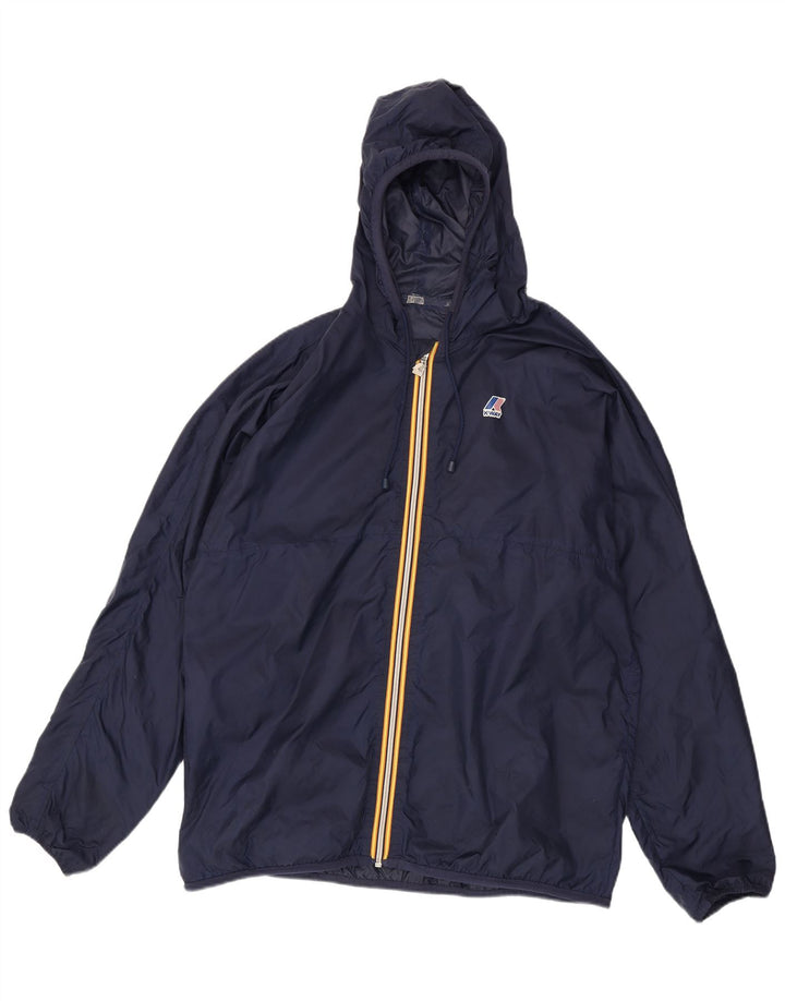 Jaqueta de chuva masculina com capuz K-Way UK 42 XL azul marinho poliamida