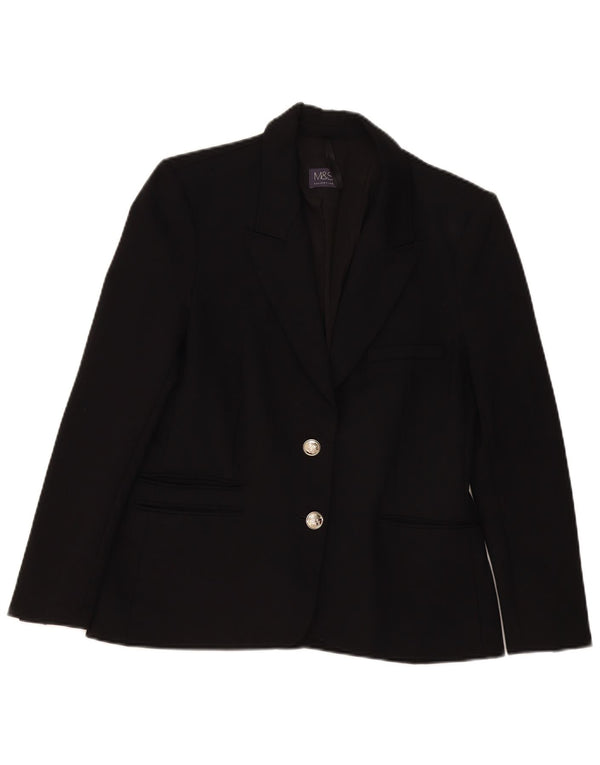 Jaqueta blazer feminina de 2 botões Marks & Spencer Reino Unido 12 viscose preta média