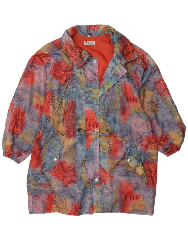 Casaco corta-vento feminino vintage com padrão abstrato IT 40 pequeno multicolorido
