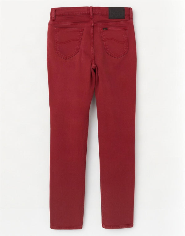 Lee Mens Rider Straight Slim Jeans W31 L32 Algodão Borgonha