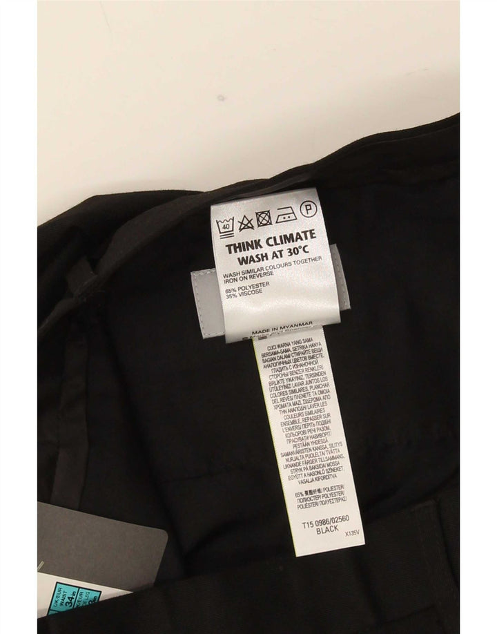 Calça masculina de ajuste regular Marks & Spencer W34 L33 poliéster preto