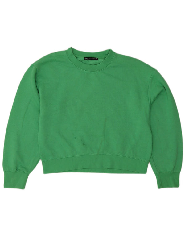 Moletom feminino Zara com ajuste relaxado Reino Unido 10 pequeno poliéster verde