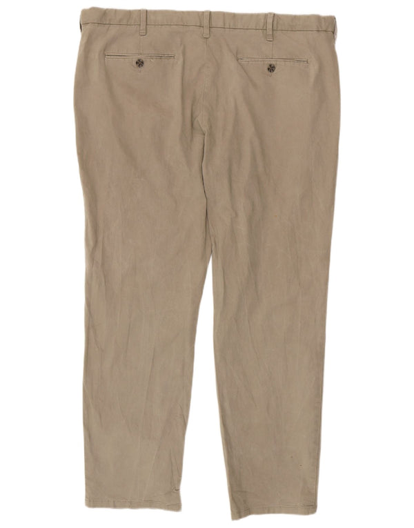 Calça chino masculina reta regular Marks & Spencer W42 L31 algodão bege