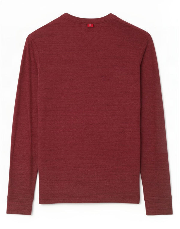 Tommy Hilfiger Top masculino de manga comprida médio algodão manchado Borgonha