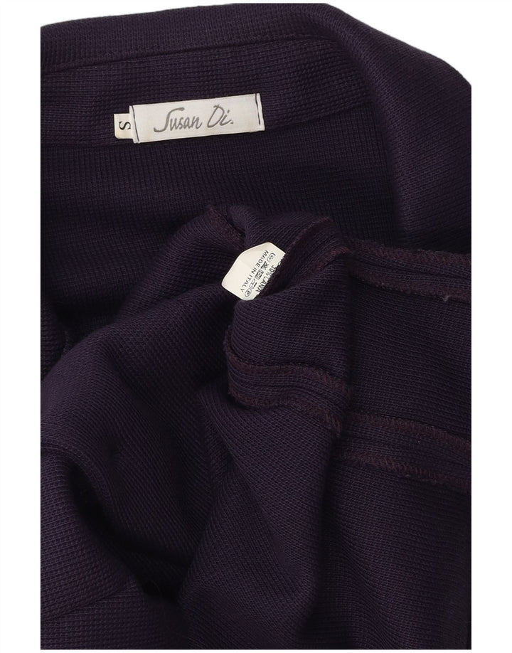 Poliéster roxo pequeno Reino Unido 10 do revestimento do blazer do botão da malha 2 das mulheres do vintage