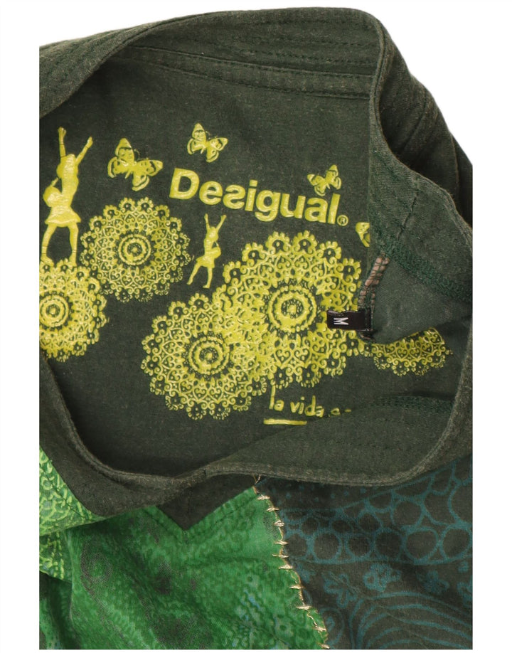 Desigual Camiseta feminina gráfica Top UK 12 verde médio