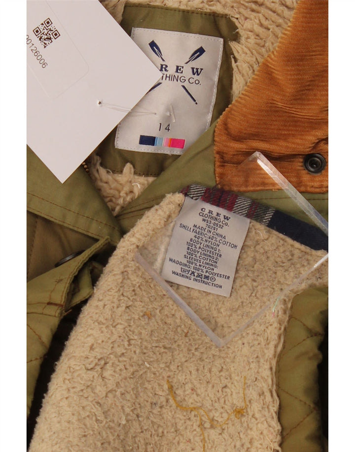 Jaqueta acolchoada militar Sherpa feminina da Crew Clothing Reino Unido 14 médio cáqui