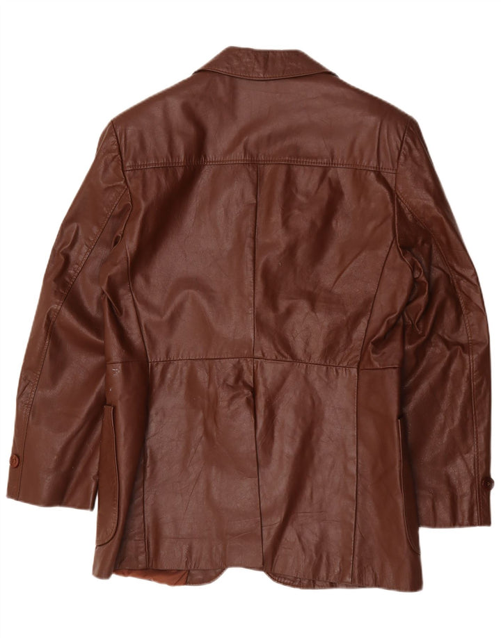 Jaqueta blazer masculina de couro com 2 botões Jean Pierre Reino Unido 38 marrom médio