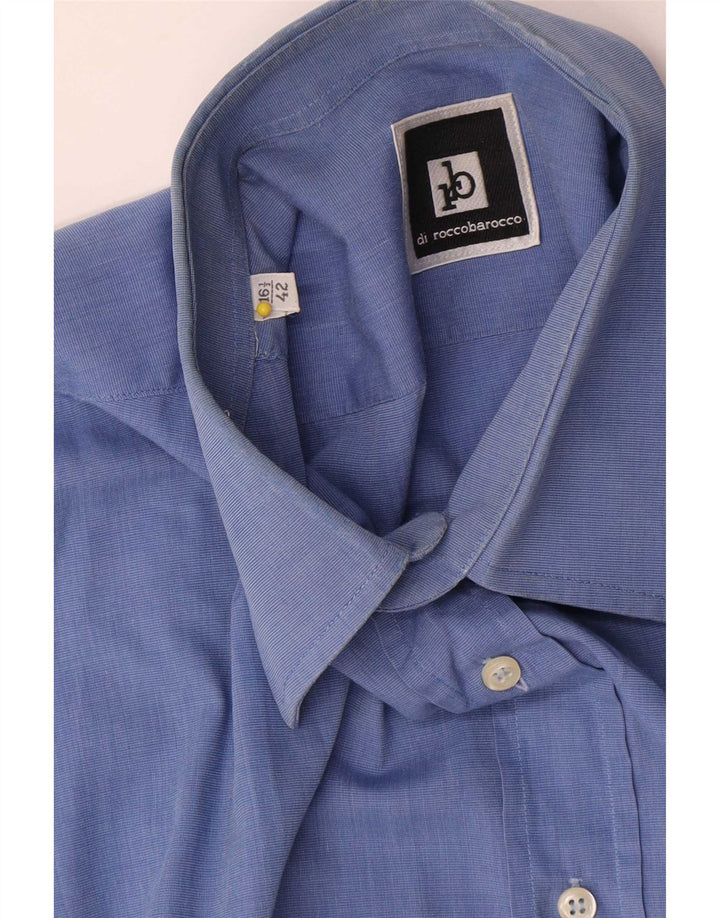 Camisa masculina Roccobarocco tamanho 42 16 1/2 grande algodão azul