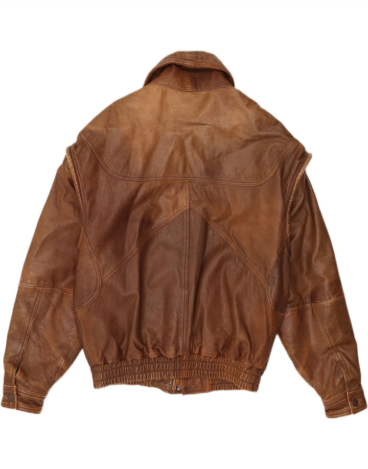Jaqueta de couro masculina Milan UK 40 grande couro marrom