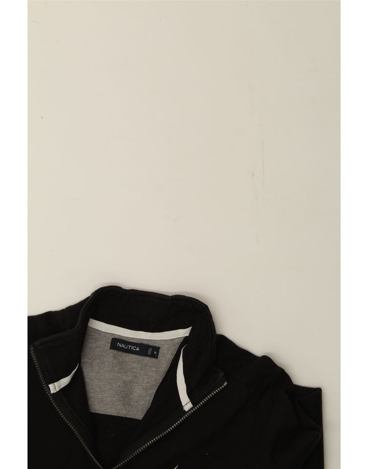 NAUTICA Mens Zip Neck Sweatshirt Jumper Medium Black Cotton Vintage Nautica and Second-Hand Nautica from Messina Hembry 