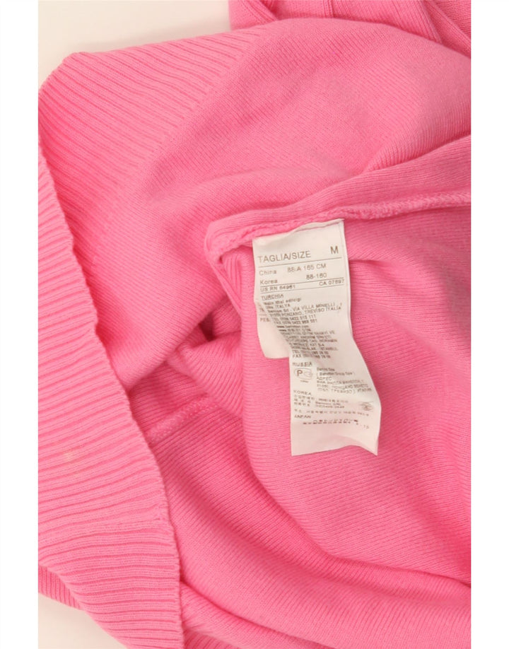 BENETTON Womens V-Neck Jumper Sweater UK 12 Medium Pink Cotton Vintage Benetton and Second-Hand Benetton from Messina Hembry 