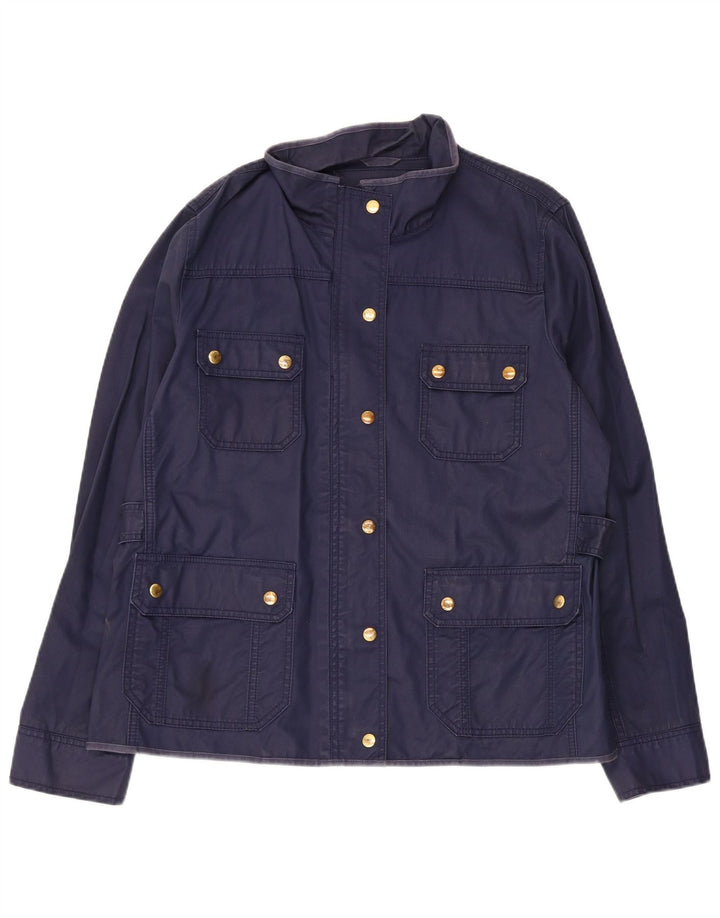 Jaqueta utilitária feminina J. Crew UK 18 XL azul marinho algodão